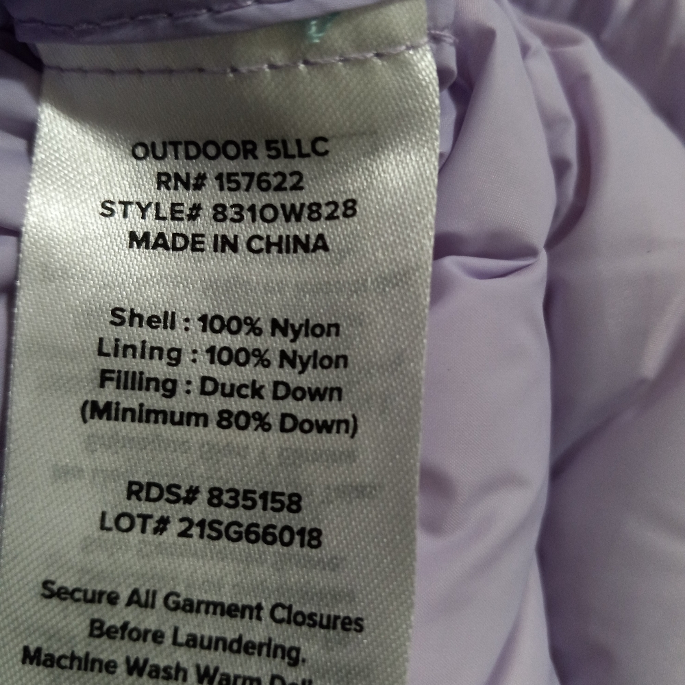 Eddie Bauer L 14 Girls Duck Down Puffer Zip Front Vest in Lilac Kids - Picture 10 of 11